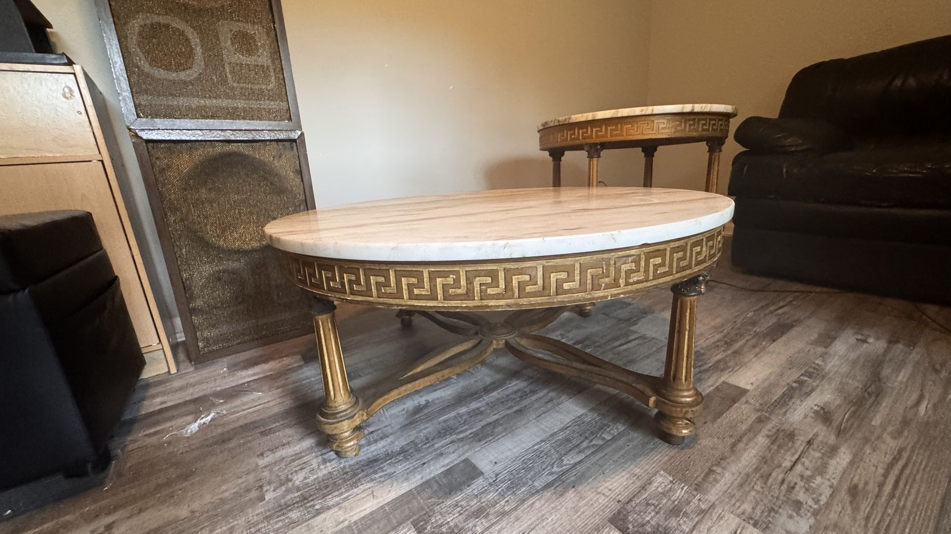 Real Marble And Pine Wood Tables