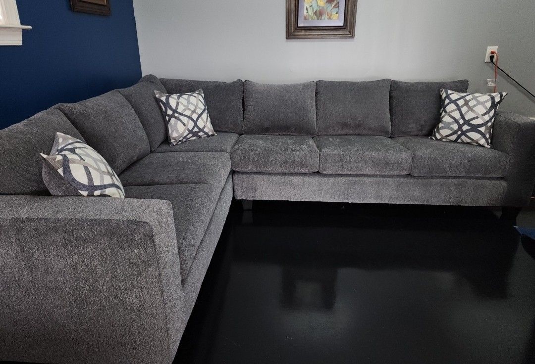 Brand new Artisan CHARCOAL GREY 2pc Full Length Sectional (5 colors available)