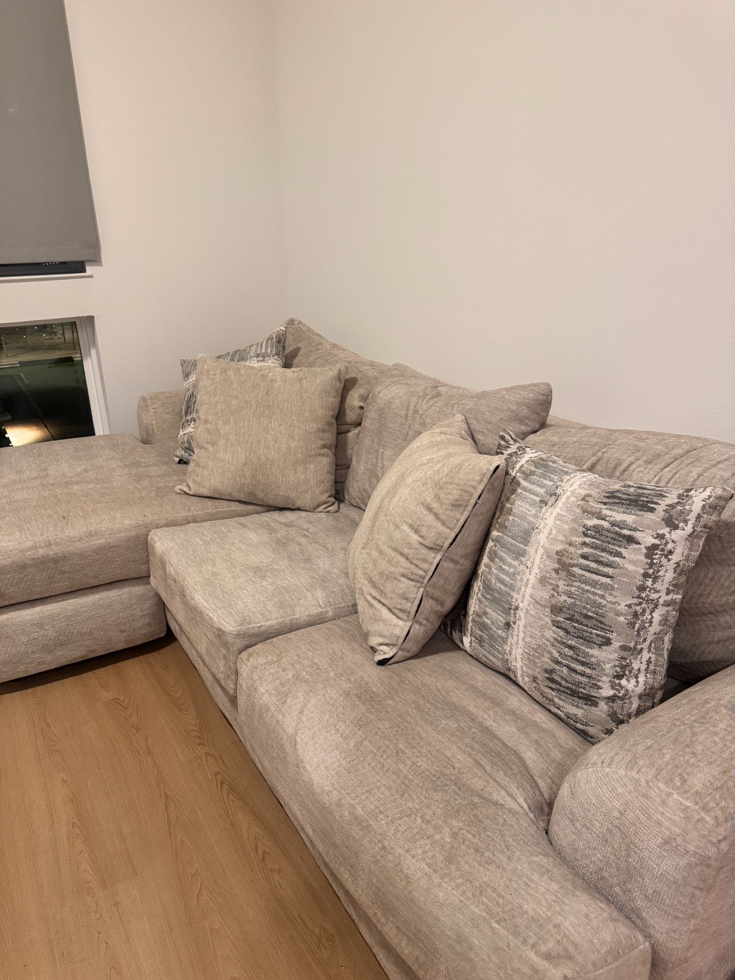 Moore Furniture Nash Reversible Sofa with Chaise in Tidal Sand