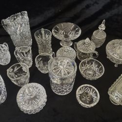 18 Assorted Vintage Lead Glass Crystal See Description For More Information