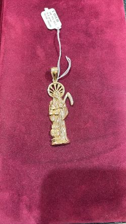 Gold Santa Muerte Pendant 