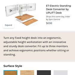 Uplift desk electronic sit to stand desk converter