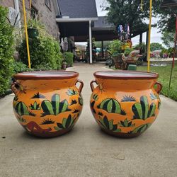 Western Talavera Clay Pots, Planters,Plants, Pottery $55 cada uno.