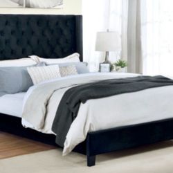 Brand New Black Velvet Queen Bed Frame (Available In California & Eastern King)