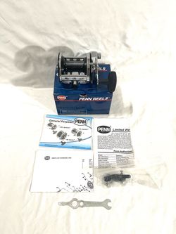 Brand new mint condition, old stock with original box, tool, pole clamp and manual. Penn-JigMaster 500L. Retails for $200.