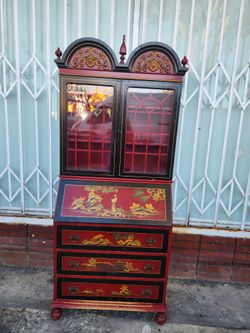 1940's Chinese Cabinet With Secretary Desk 