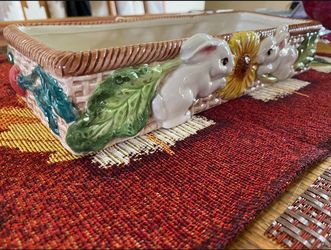Beautiful platter cracker tray, bunnies playing