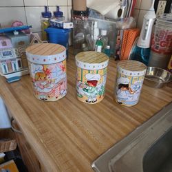 Small 3 Piece Tin Canister Set