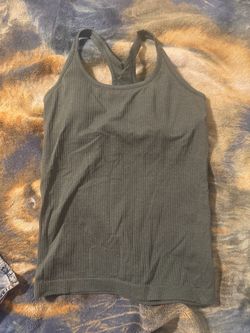 Lulu Lemon Olive Green Ribbed Racerback Tank Top