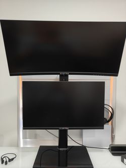Dual Sceptre Monitor Bundle (30" Curved Ultrawide + 24" FHD) w/ Vertical Mount
