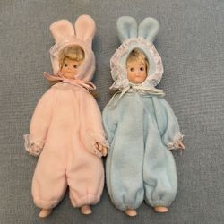Two Porcelain Easter Bunny Dolls $5 For Both