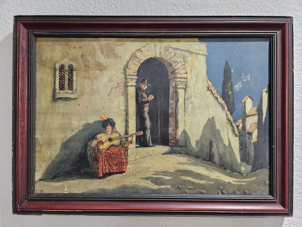 Original Oil Painting “Andalusia” by P. L. Guilbert – 20.75” x 14.75” – Vintage, Framed