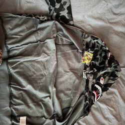 bape jacket black and gray size small