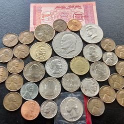 35 COINS 1930s Wheat Pennies LARGE Ike DOLLAR 1936 Buffalo 🦬 Nickel Instant Big Starter Coin Collection Quarters Dollars 