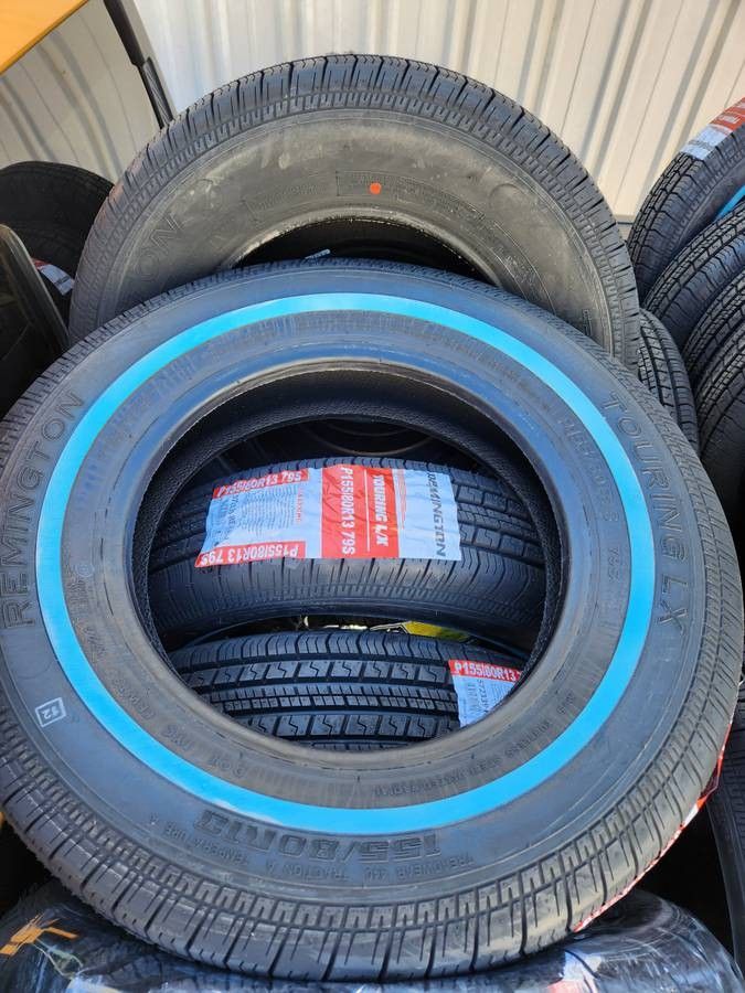 4 New 155-80-13 Remington Half inch White Wall Whitewall Tires 155/80 R13 Inch Tire FREE Same Day Delivery To Most Inland Empire Locations