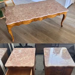 Marble Coffee Table and Night Stands Set