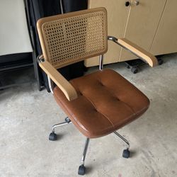 Leather Office Desk Chair with Wheels