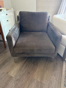 Charcoal Gray Velvet Accent Chair – Modern Armchair
