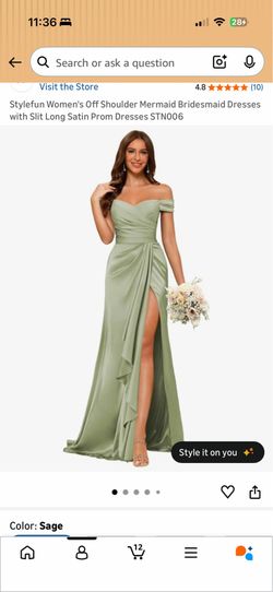 Sage Green Satin Dress