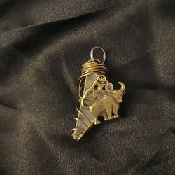 Wire Wrapped Gem With Bull Charm