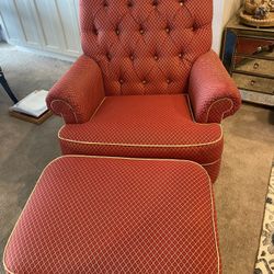 Custom Ethan Allen Chair and Ottoman 