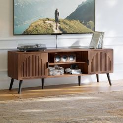 TV Stand for 55/60 Inch TV, Mid Century Modern TV Stand, Entertainment Center with Storage Cabinet