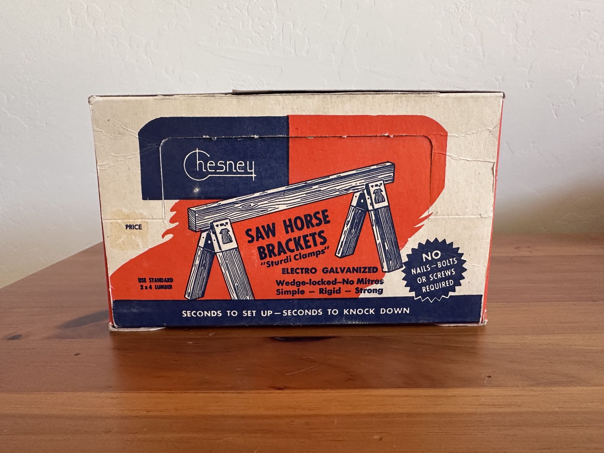 Vintage Chesney Sawhorse Brackets NOS No Nails Bolts or Screws Required