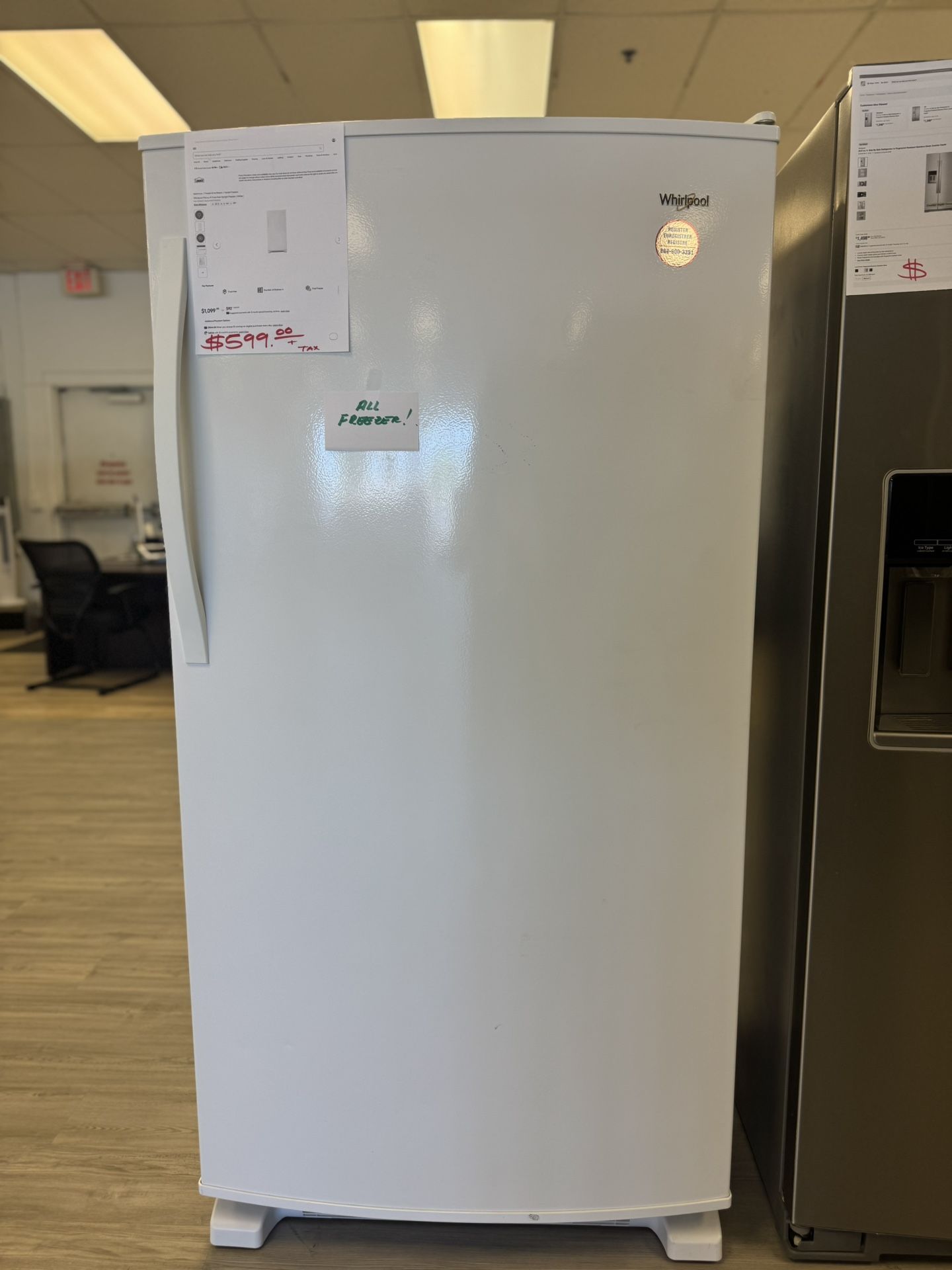 Whirlpool Frost Free Upright Freezer In White