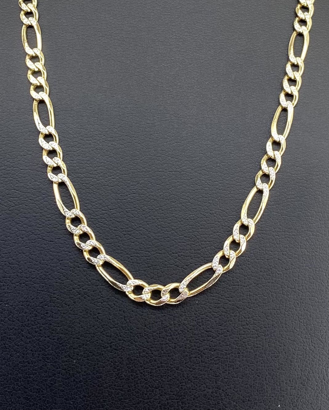 14k Gold Necklace 20” Solid Diamond Cut Figaro 3.9mm...