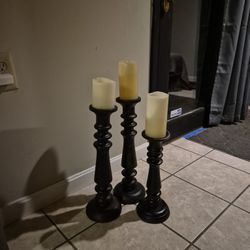 3 Wooden Candle Holders2