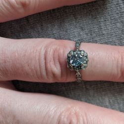Vintage Style Lab Grown Blue Diamond Engagement Ring