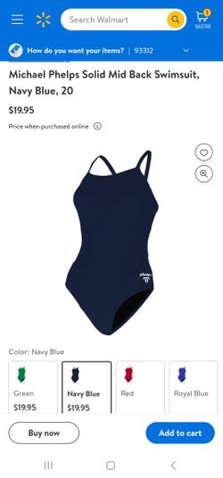 Phelps Mid Back Solid Navy Blue Team Swim Suit. Brand New. 