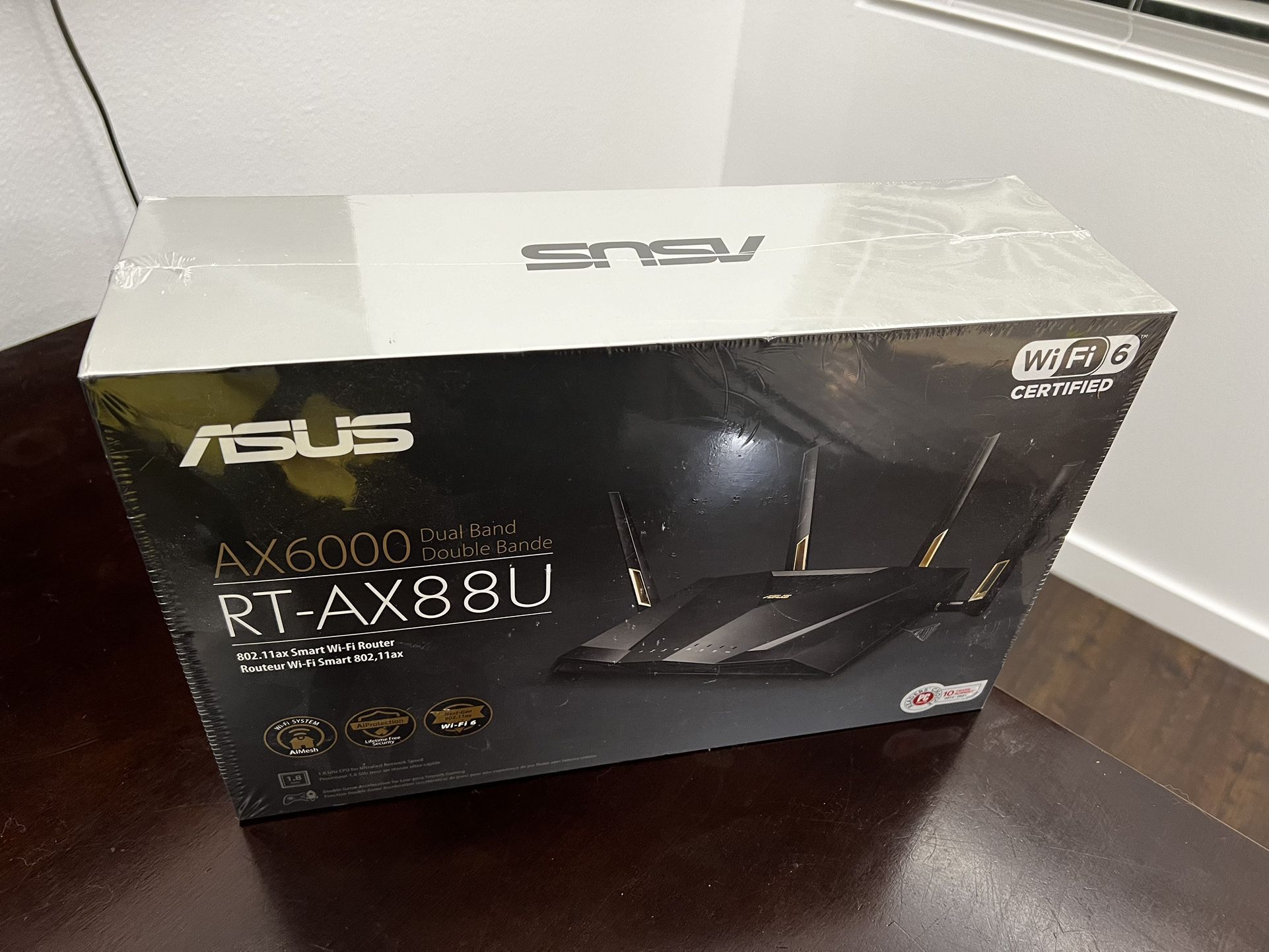 Asus AX6000 Dual Band WiFi 6 Gaming Router, 8 Ports, Lifetime Security, Adaptive QoS