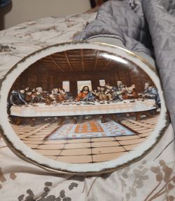 Antique Ceramic Last Supper Plate 