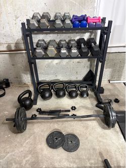 Complete Home Gym Package - Rogue Kettlebells, Dumbbells, Weight Rack & EZ Curl Bar