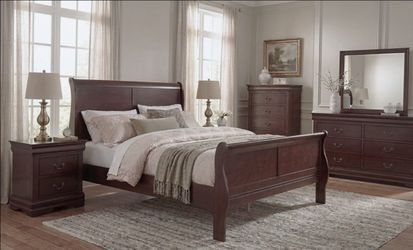 Louis Philippe Grey Bed - King