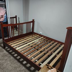 Wooden Bed Frame and Mattress