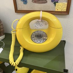 Vintage yellow Donut Rotary phone