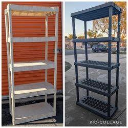 2 Plastic Storage Shelving Units 5 Tiers