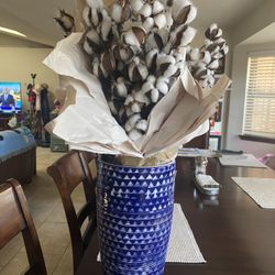 Vase With Cotton Stems