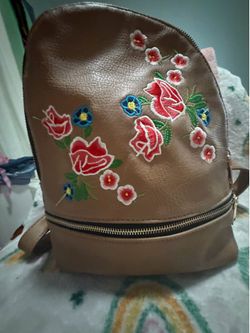 Brown mini bag with flowers