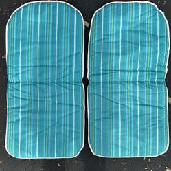 2 - Vintage Blue/White/Green One - Piece Chair Cushions
