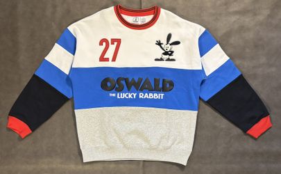 Disney Sweatshirt Mens Large White Blue Red Oswald The Lucky Rabbit