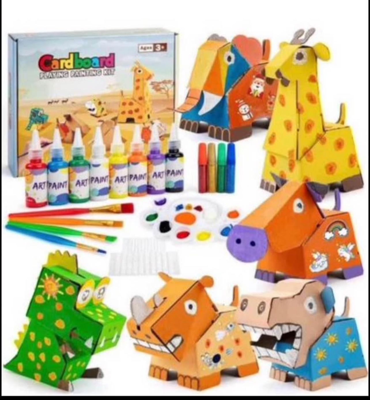 Brandnew 135-Piece Kids Arts and Crafts Painting Kit - Craft for Kids - Build and Paint Your Own Figurines - DIY Art Kits STEAM Projects - Toys for 4
