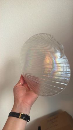 2 Glass sea shell shaped plates/bowls
