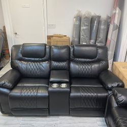 Santiago Black Leather Reclining Sofa/Loveseat Sets---$1099---Fantastic Deal!!!---Delivery Available 
