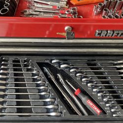 26" Craftsman Tool Box Chest, Wrenches, Socket Tools Set 