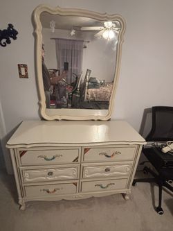 Dresser with mirror plus additional dresser with bookshelf above it