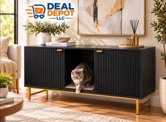 Cat Litter Box Enclosure – Hidden Cat Furniture Cabinet – Black– New