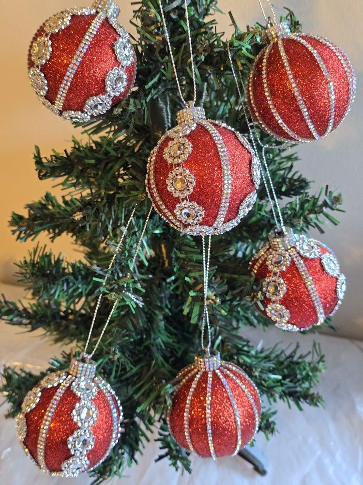 Christmas Ornaments 6 New Pieces 2.6 Inch Handmade 